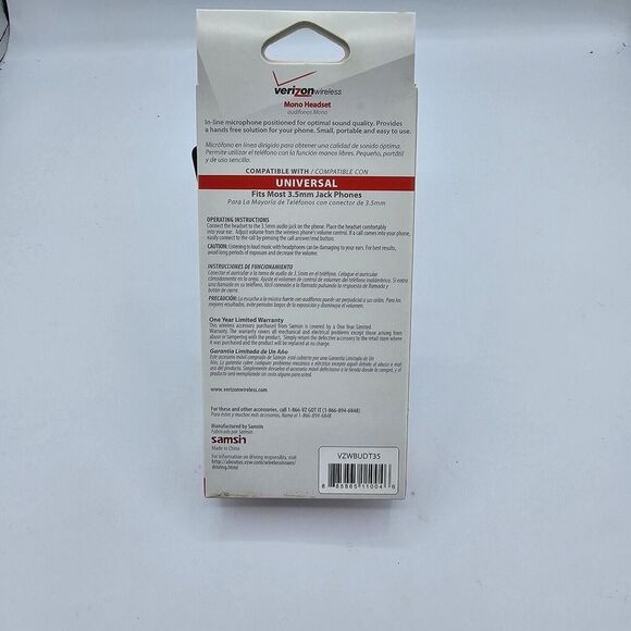 NEW Verizon i-DIGI Mono Headset, Universal (3.5mm AUX)  Black, Brand New In Box - Picture 3 of 6